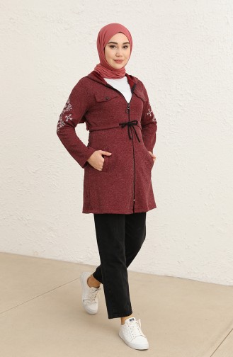 Fitilli Fermuarlı Tunik 0651-03 Bordo