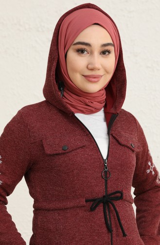 Fitilli Fermuarlı Tunik 0651-03 Bordo