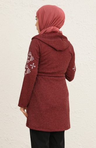 Fitilli Fermuarlı Tunik 0651-03 Bordo