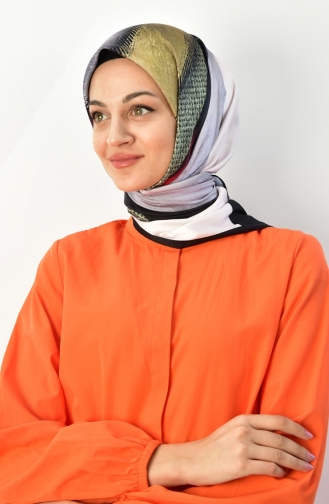 Rayon Dijital Baskı Desenli Eşarp 000028-04 Gri