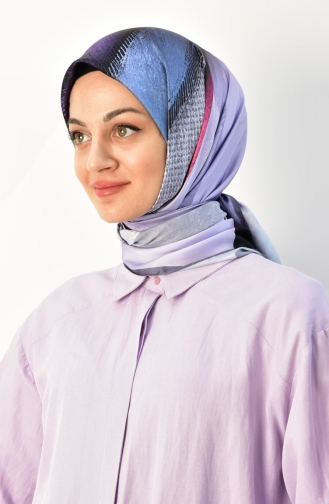 Rayon Dijital Baskı Desenli Eşarp 000028-09 Mor