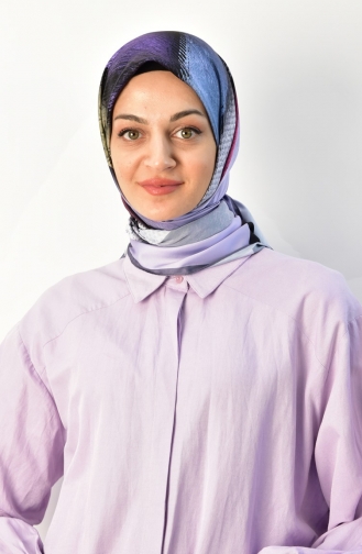 Rayon Dijital Baskı Desenli Eşarp 000028-09 Mor
