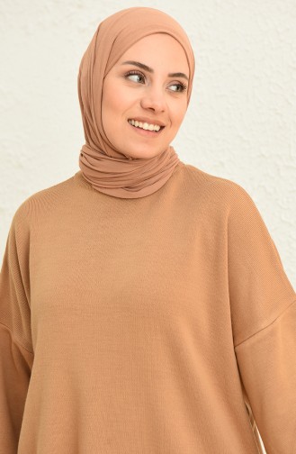 Triko Balon Kol Kazak 0537-01 Sütlü kahve