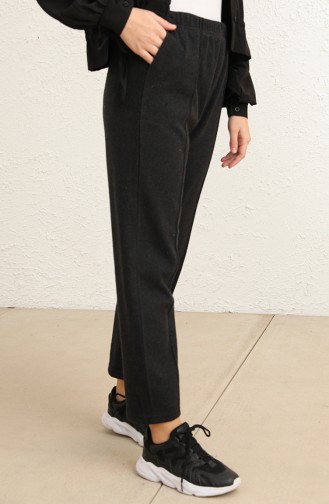 Cepli Düz Kışlık Pantolon 8532-01 Siyah