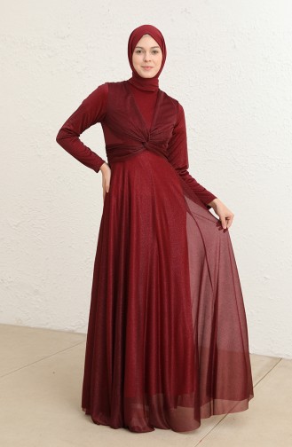 Cherry Hijab Evening Dress 5397-14
