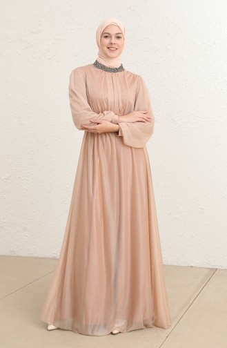 Salmon Hijab Evening Dress 5501-26