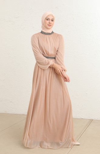 Salmon Hijab Evening Dress 5501-26