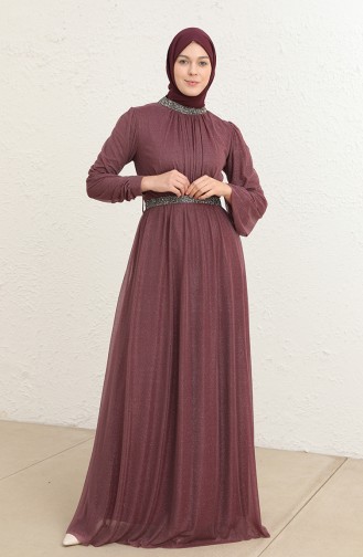 Dark Dusty Rose Hijab Evening Dress 5501-27