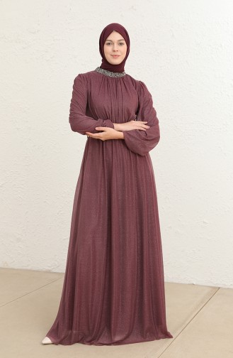 Dark Dusty Rose Hijab Evening Dress 5501-27