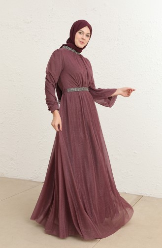 Dark Dusty Rose Hijab Evening Dress 5501-27