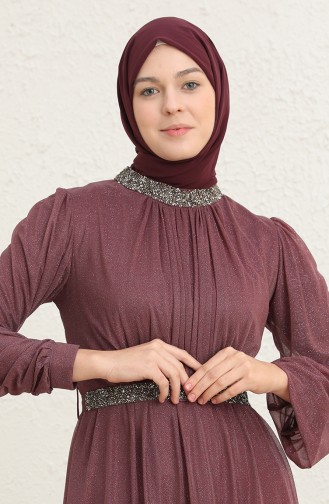 Dark Dusty Rose Hijab Evening Dress 5501-27