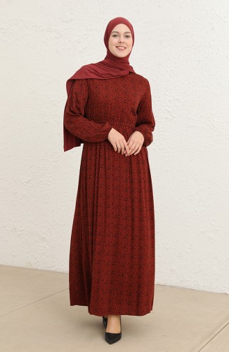 Brick Red Hijab Dress 60290-01