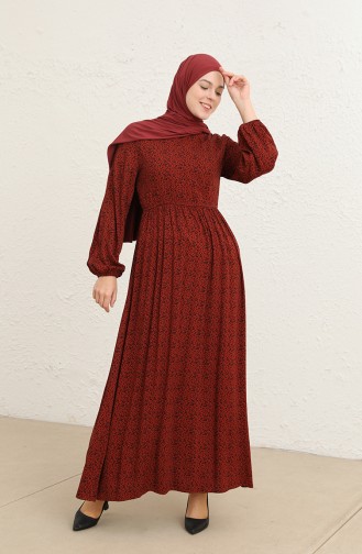 Ziegelrot Hijab Kleider 60290-01