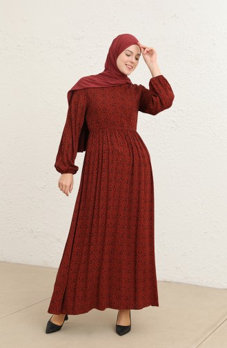 Brick Red Hijab Dress 60290-01