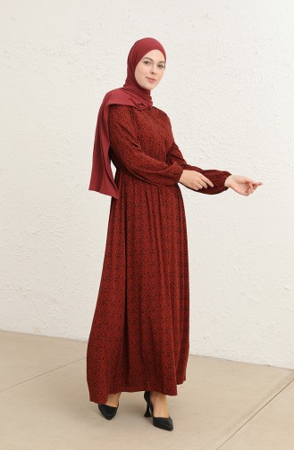 Brick Red Hijab Dress 60290-01