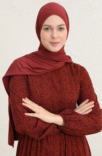 Ziegelrot Hijab Kleider 60290-01