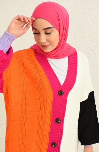 Triko Renk Garnili Hırka 0545-06 Fuşya