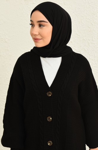Triko Düğmeli Hırka 0546-01 Siyah