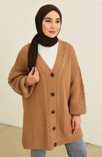 Triko Düğmeli Hırka 0546-03 Sütlü kahve