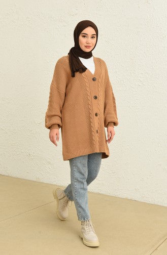 Triko Düğmeli Hırka 0546-03 Sütlü kahve