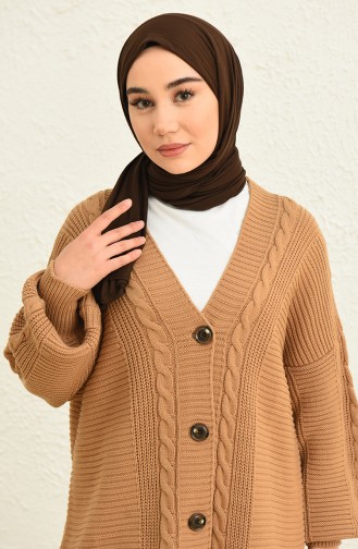 Triko Düğmeli Hırka 0546-03 Sütlü kahve