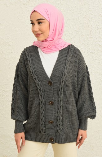 Triko Düğmeli Hırka 0548-01 Gri