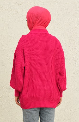 Triko Düğmeli Hırka 0548-02 Fuşya