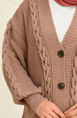 Cardigan Boutonné en Tricot 0548-03 Rose Pâle 0548-03