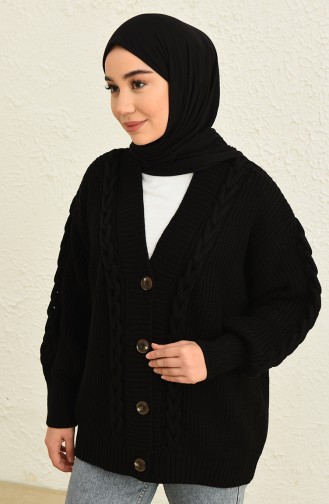 Triko Düğmeli Hırka 0548-06 Siyah