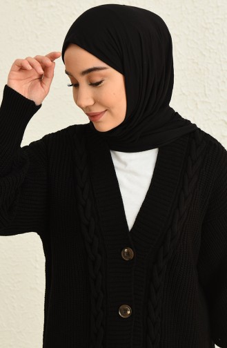 Triko Düğmeli Hırka 0548-06 Siyah