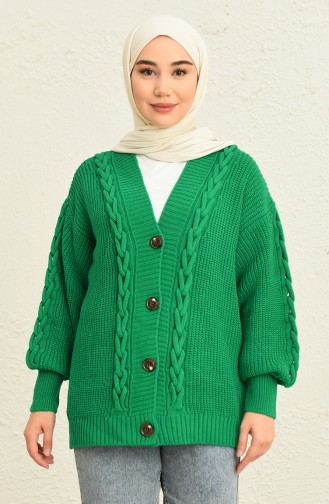 Triko Düğmeli Hırka 0548-10 Yeşil