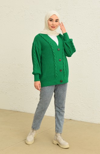 Triko Düğmeli Hırka 0548-10 Yeşil