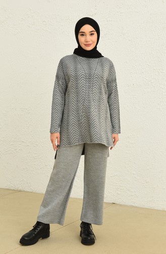 Patterned Knitwear Suit  0534-02 Gray 0534-02