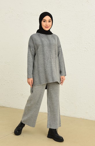 Patterned Knitwear Suit  0534-02 Gray 0534-02