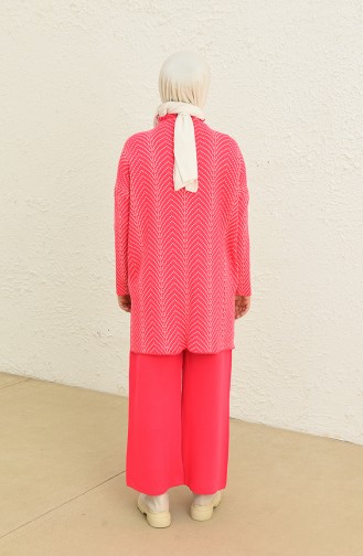 Trikot gemusterte Tunika-Hose Zweiteiler 0534-04 Fuchsia 0534-04