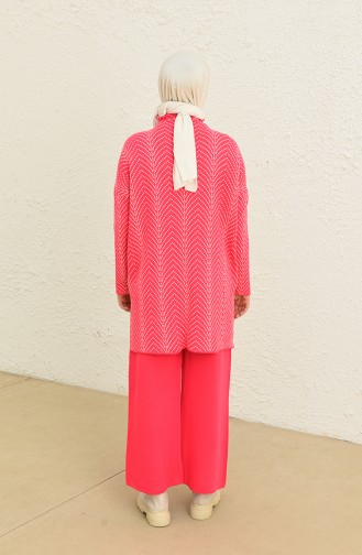 Patterned Knitwear Suit 0534-04 Fuchsia 0534-04