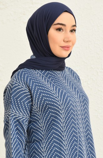 Triko Desenli Tunik Pantolon İkili Takım 0534-06 Lacivert