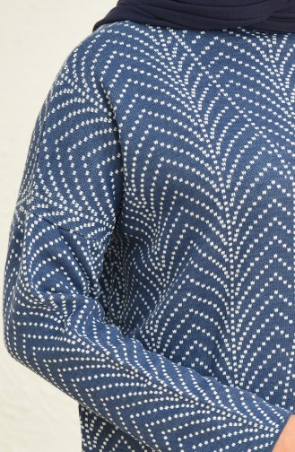 Triko Desenli Tunik Pantolon İkili Takım 0534-06 Lacivert