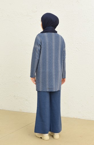 Triko Desenli Tunik Pantolon İkili Takım 0534-06 Lacivert