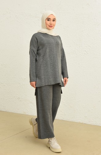 Trikot gemusterte Tunika-Hose Zweiteiler 0534-08 Dunkel Grau 0534-08