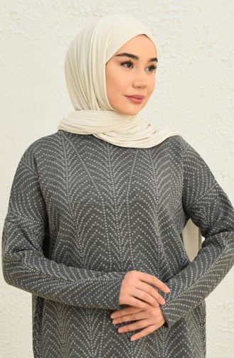 Trikot gemusterte Tunika-Hose Zweiteiler 0534-08 Dunkel Grau 0534-08