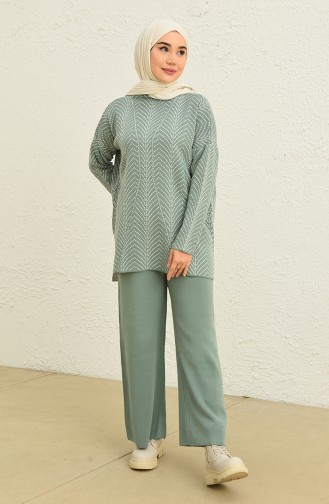 Trikot gemusterte Tunika-Hose Zweiteiler 0534-09 Mint Grün 0534-09