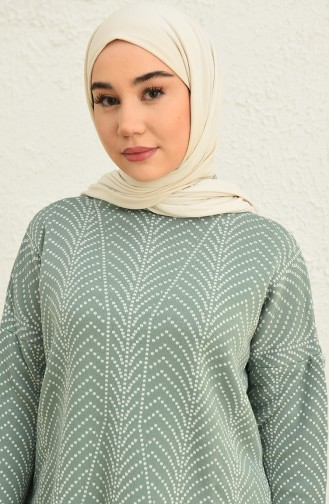 Trikot gemusterte Tunika-Hose Zweiteiler 0534-09 Mint Grün 0534-09