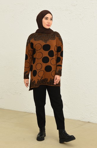 Knitwear Patterned Tunic Trousers Double Suit 0559-03 Tan 0559-03