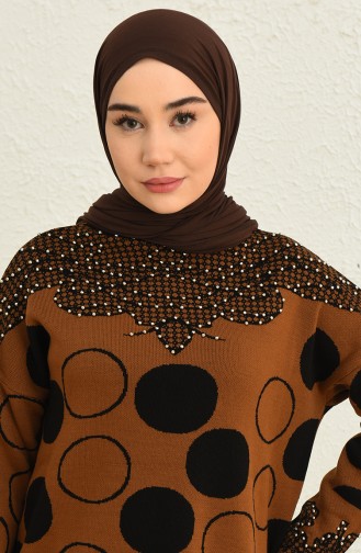 Knitwear Patterned Tunic Trousers Double Suit 0559-03 Tan 0559-03