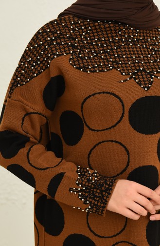 Knitwear Patterned Tunic Trousers Double Suit 0559-03 Tan 0559-03