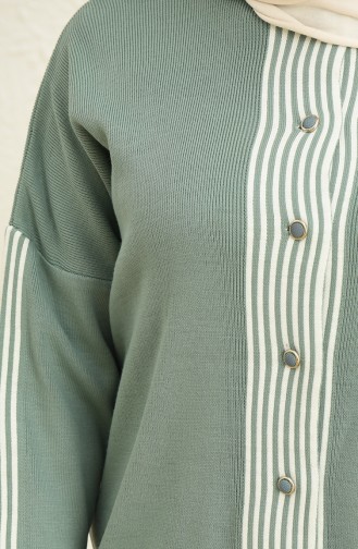 Triko Çizgili Tunik Pantolon İkili Takım 0565-10 Çağla Yeşili