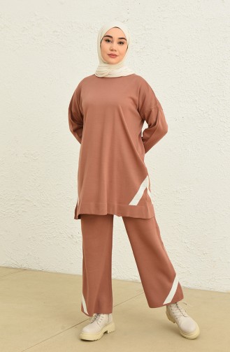 Triko Tunik Pantolon İkili Takım 3375-04 Gül Kurusu