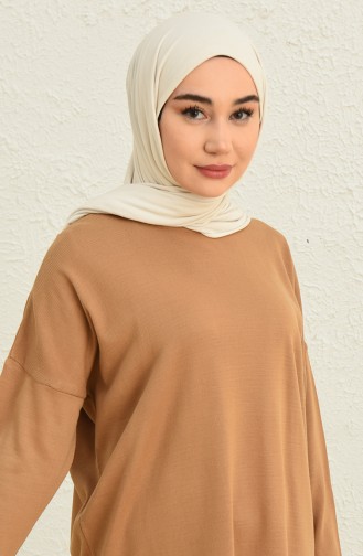 Triko Tunik Pantolon İkili Takım 3375-05 Sütlü kahve