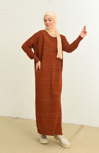 Ziegelrot Hijab Kleider 3164-02